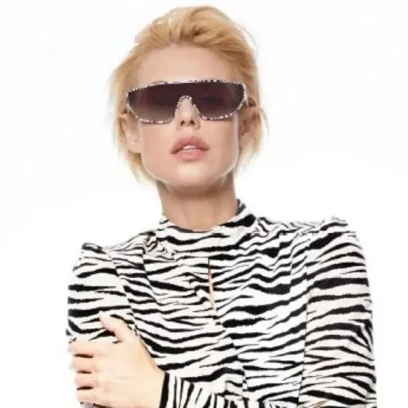 NEW Celine CL40195I 04A Shiny Zebra Smoke Shield Mask Unisex Sunglasses CL 40195